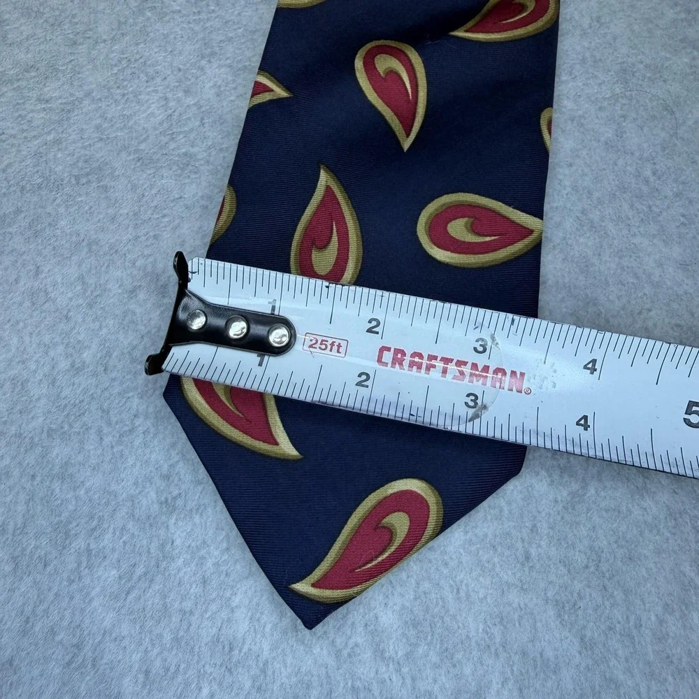 Lands' End Tie Necktie Mens One Size Navy‎ Silk Paisley Hand Sewn Made USA
